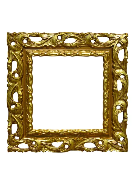 Старая винтажная золотая рамка, изолированная на белом — стоковое фото