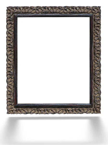 Oude vintage sierlijke witte picture frame met patroon geïsoleerd — Stockfoto