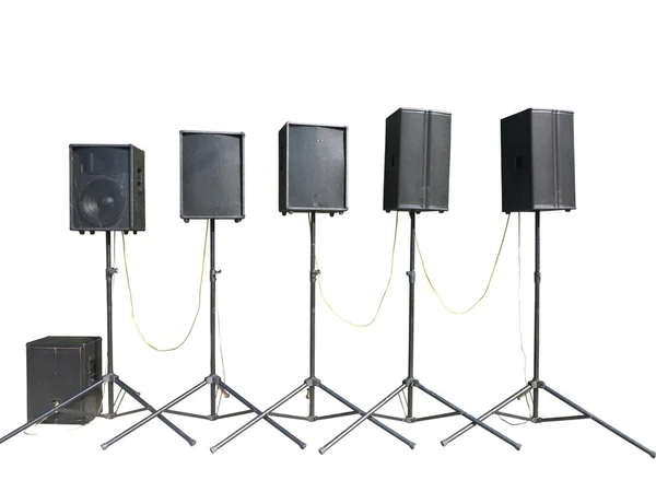 Old powerful stage concerto industrial audio speakers isolated o Royalty Free Stock Photos
