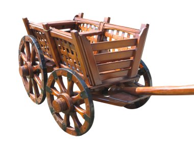Vintage wagon wooden cart isolated on white clipart