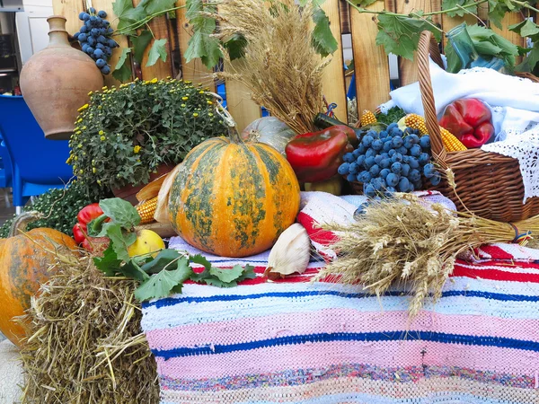 Composition with a variety of organic vegetables and fruits over Stock Picture