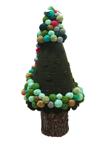 Abstrato criativo árvore de Natal bola de lã isolado sobre branco b — Fotografia de Stock