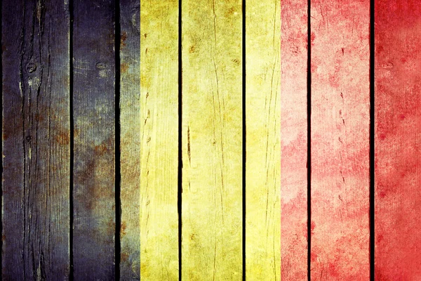 Belgien trä grunge flagga Stockbild