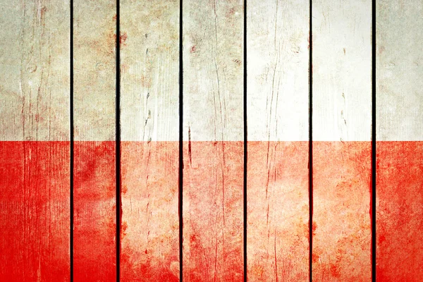 Poland wooden grunge flag. — Stock Photo, Image