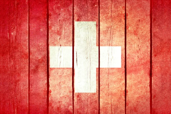 Switzerland wooden grunge flag. — Stock Photo, Image