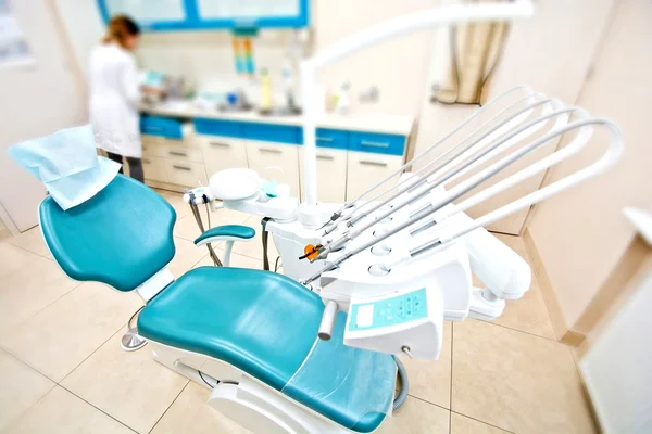 Professional Dentist tools and chair in the dental office. — Stock Photo, Image