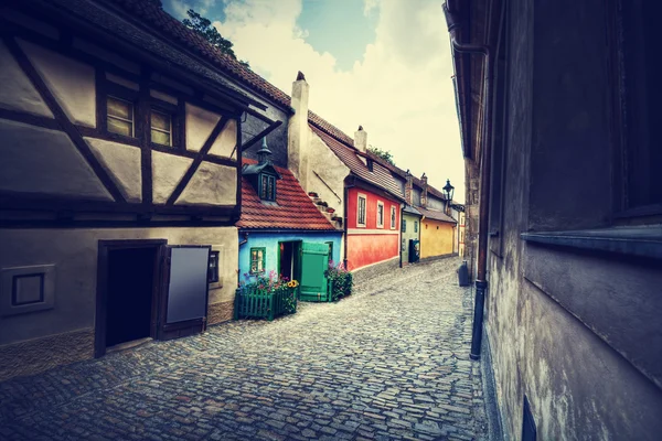 Empty Golden Street of Hrandcany, Prague. — Stock Photo, Image