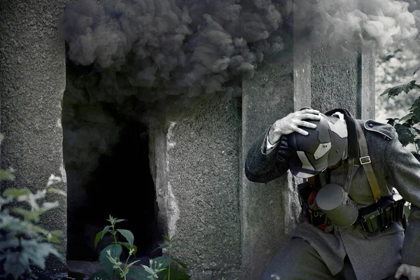 World War 2 Soldier and explosion. War concept.