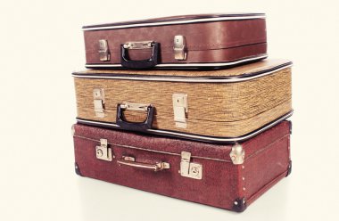 Beyaz arka plan üzerinde eski vintage çanta