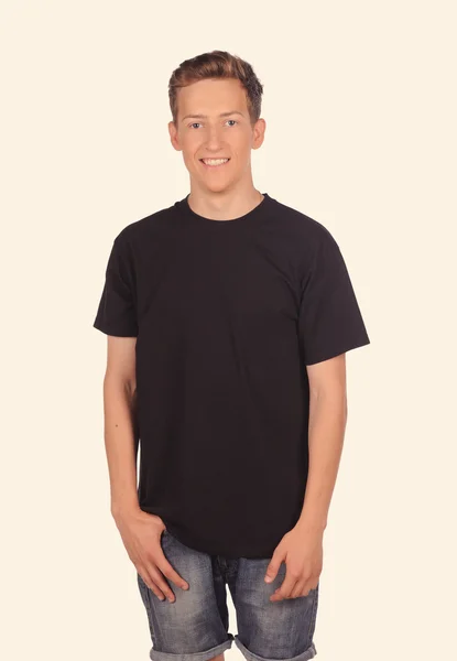 Boy in the black T-shirt — Stock Photo, Image