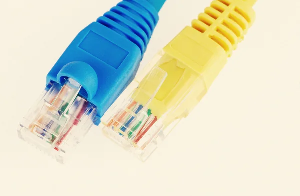 Computer network cables over grey background — Stock Photo, Image