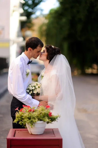 幸せな花嫁と新郎の結婚式で — ストック写真