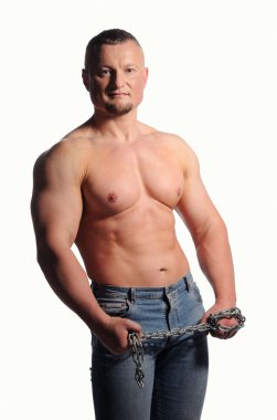 Beyaz arka plan üzerinde izole kas erkek vücut