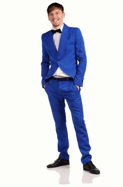 흰색 바탕에 블루 스위트-재미 있는 남자 — 스톡 사진