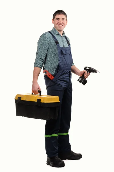 Mechanic with tools isolated on the white background — Stock Photo, Image