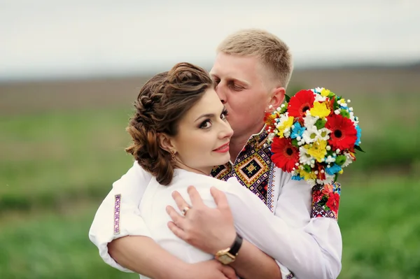 Portrait of affectionate ukrainian couple — Stock Photo, Image