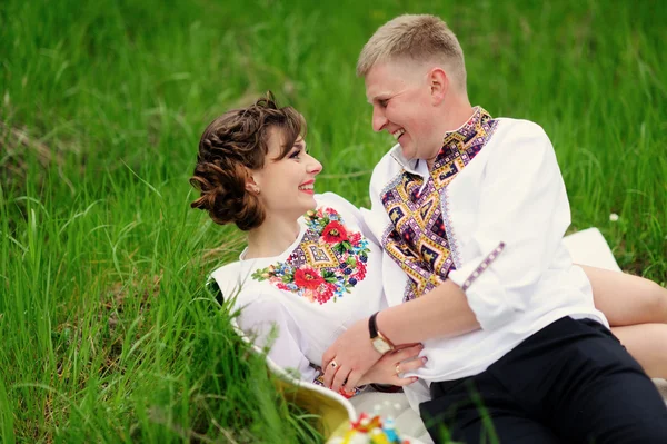 Portrait of affectionate ukrainian couple — Stock Photo, Image