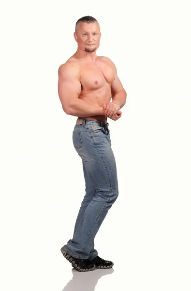 Muscular male body isolated on white background — Stock Photo, Image