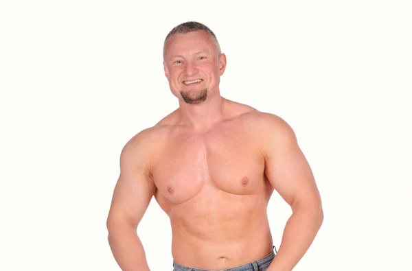 Muskularne ciało mężczyzna na białym tle — Zdjęcie stockowe