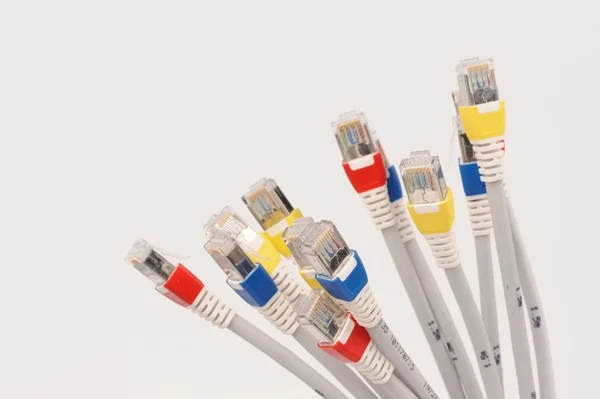 Computer network cables over grey background — Stock Photo, Image