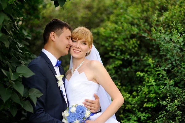 Happy bride and groom on their wedding — Stock Photo, Image