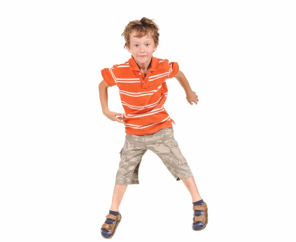 Jumping boy on white background — Stock Photo, Image