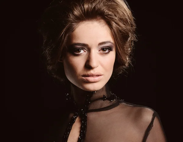 Portrait of Beautiful Woman black  Dress — Stock Photo, Image