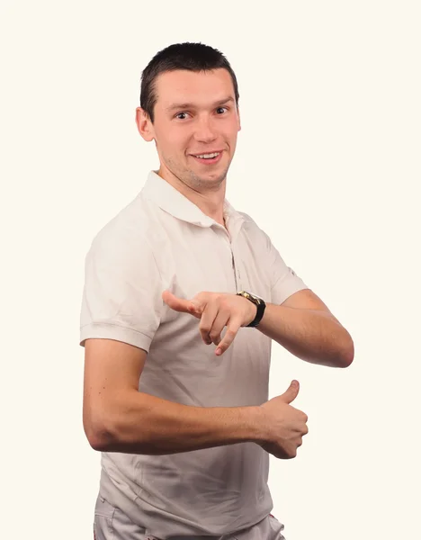 Funny man in white shirt with different emotions — Stock Photo, Image