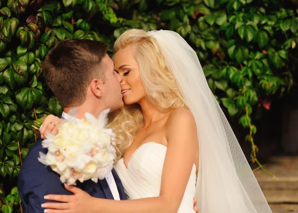 Happy bride and groom on their wedding — Stock Photo, Image