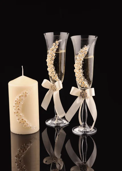 Wedding glass  isolated on black background — Stock Photo, Image