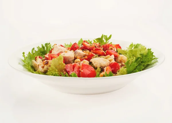 Fresh salad with tomato salad and meat — Stock Photo, Image