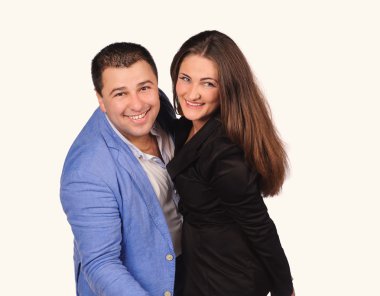 erkek ve kadın komik yüzü beyaz arka plan üzerinde izole olan