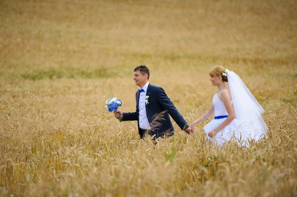 Happy bride and groom on their wedding — Stock Photo, Image