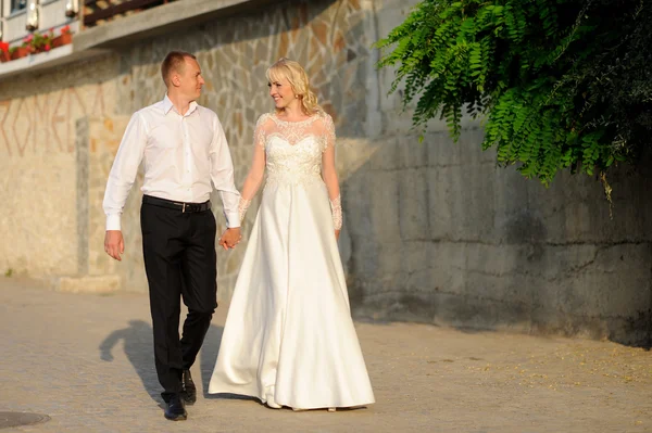 Noiva feliz e noivo em seu casamento — Fotografia de Stock