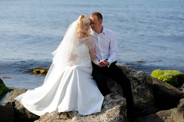 Noiva feliz e noivo em seu casamento — Fotografia de Stock