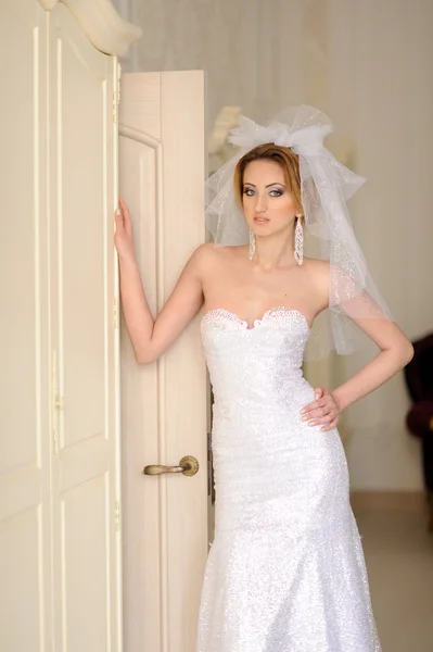 Portrait of beautiful bride with perfect makeup — Stock Photo, Image