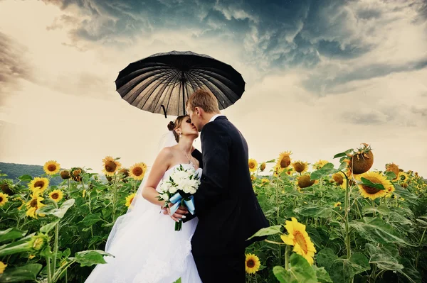Happy bride dan pengantin pria pada pernikahan mereka — Stok Foto