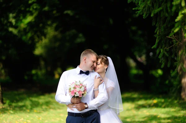 Happy bride and groom on their wedding — Stock Photo, Image