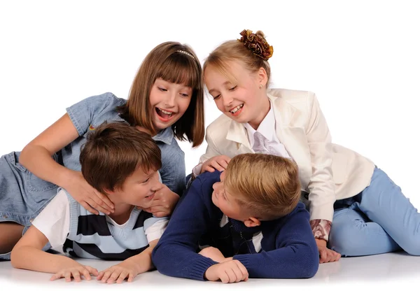 Children lying on the floor — Stock Photo, Image