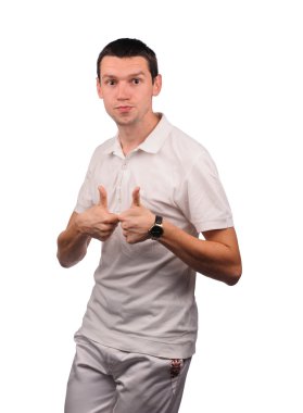 farklı duygular ile Beyaz gömlekli komik adam 