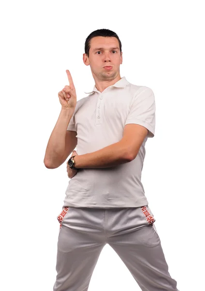 Funny man in white shirt with different emotions — Stock Photo, Image