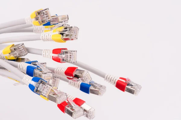 Cables de red de computadoras sobre fondo gris —  Fotos de Stock