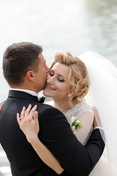 Feliz novia y novio en su boda — Foto de Stock