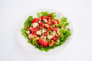 taze salata domates salatası ve et