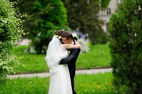 Feliz novia y novio en su boda — Foto de Stock