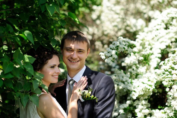 Noiva feliz e noivo em seu casamento — Fotografia de Stock