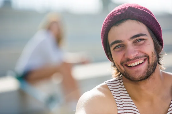 Super feliz sorrindo cara — Fotografia de Stock