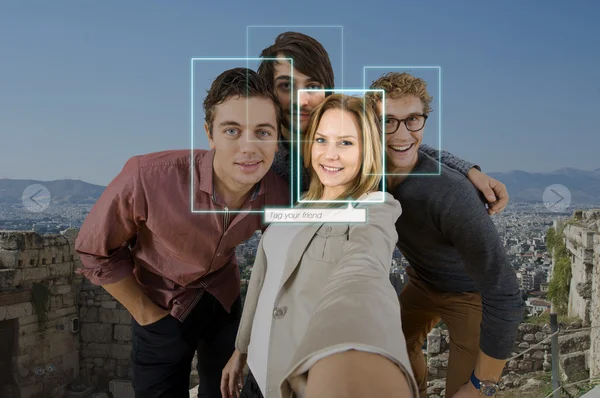 Four people taking a selfie — Stock Photo, Image