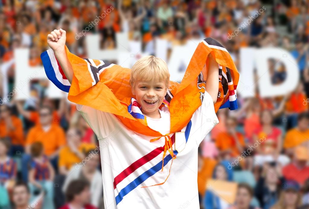 Young sports fan cheering