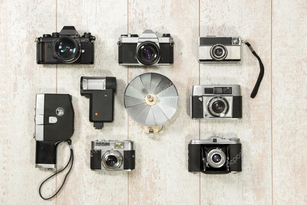 Vintage cameras with flash